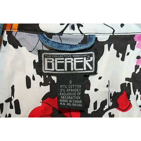 The Collective Works Of Berek 2 Denim Jean Jacket Floral Rhinestones Coat Size S - Picture 9 of 9